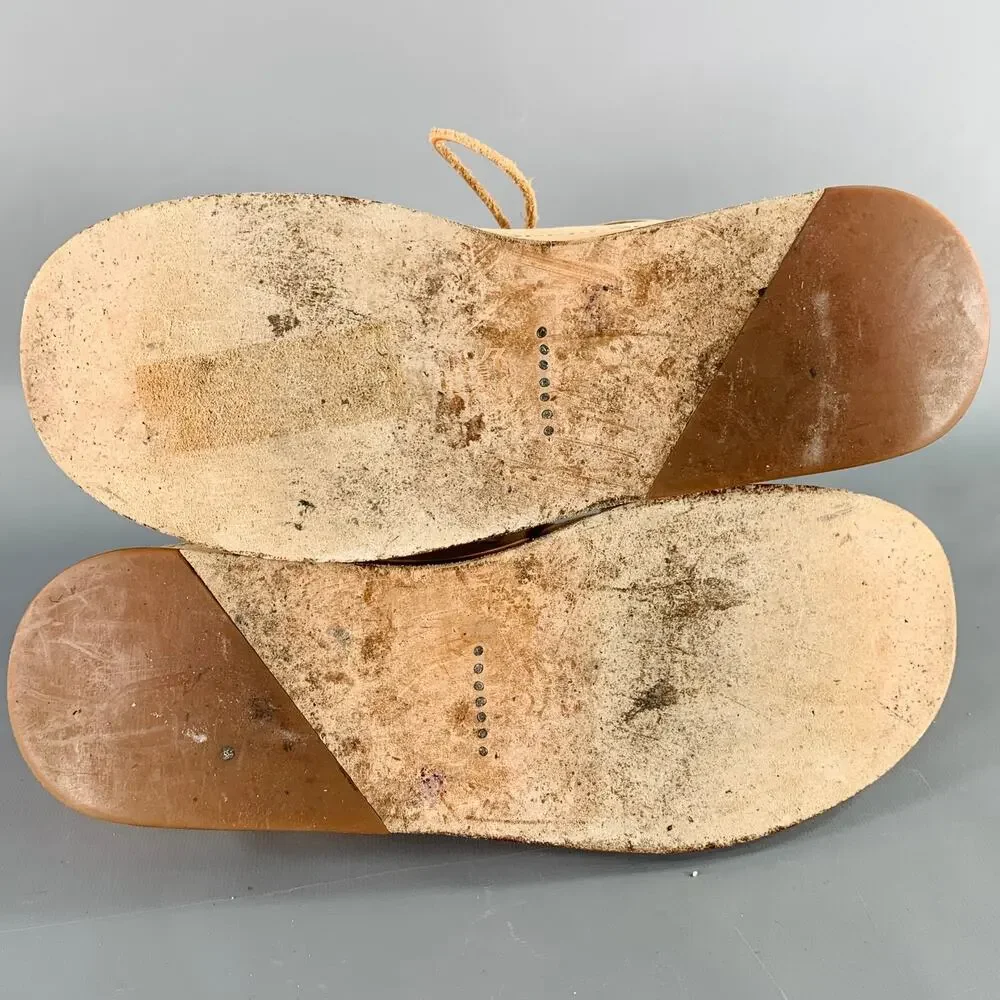 HENDER SCHEME Size 12 MIP-12 Beige Natural Leather Lace-Up Sneakers